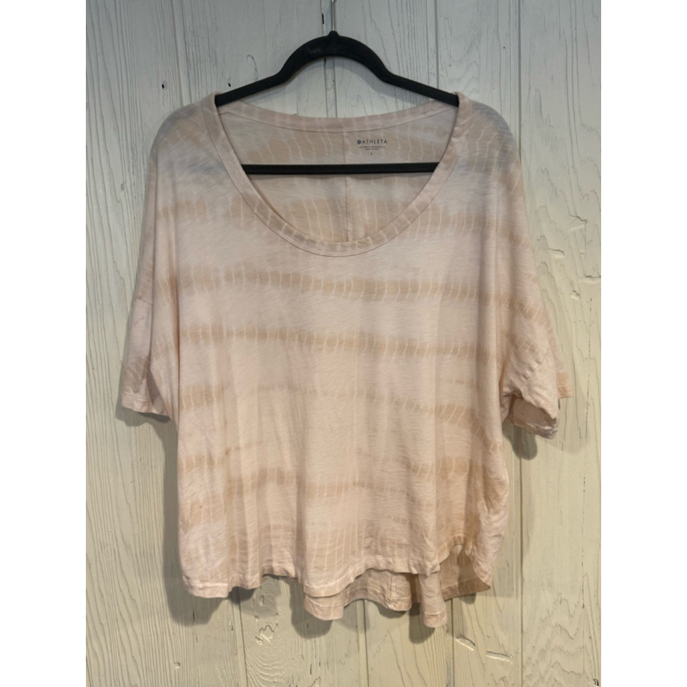 Athleta Beige Tie Dye T-Shirt Size L